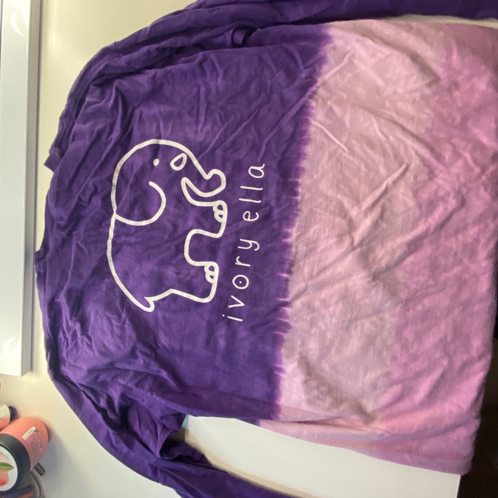 IVORY ELLA tie dye purple long sleeve tee